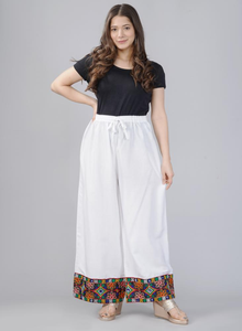 Pantalones Palazzo Blancos de Rayón, Talla Única, Pierna Ancha, Estilo Casual Étnico, Suaves para Uso Diario, Elegantes y Lisos - Product Image 5