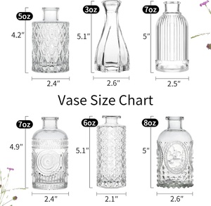Set di 12 Mini Vasi Vintage in Vetro Trasparente <span class=keywords><strong>con</strong></span> Rilievi per <span class=keywords><strong>Centrotavola</strong></span> Matrimoniale, Decorazione Tavola, <span class=keywords><strong>con</strong></span> Tappi - Product Image 3
