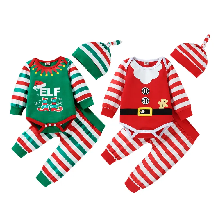 Rts nova chegada bebê usa primeiro natal romper conjunto criança roupas pronto para enviar