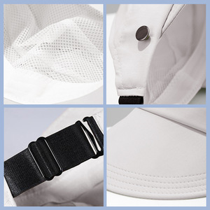 Sun Protection Visor Wide Brim Breathable Lightweight Adult Sun Hat Khaki Off White Solid Color CapBrimless - Product Image 5