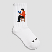 Chaussettes personnalisées de haute qualité avec logo imprimé, chaussettes de sport en coton à coussinets, chaussettes personnalisées en jacquard pour hommes