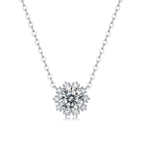Joyería de Boda Clásica con Moissanita en Forma de Flor, Plata de Ley 925, Juego de Anillo, Pendientes y Colgante con Incrustaciones Completas, Joyería de Moda