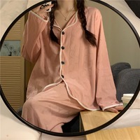 Femmes printemps automne grande taille lâche Cardigan vêtements d'extérieur pyjamas mignon doux princesse Style à manches longues pantalon tricoté tissu