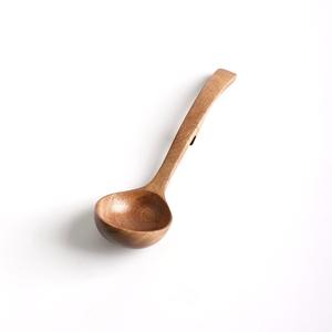 Cuillère à soupe en bois d'acacia à grande feuille avec crochet pour accrocher, ustensile de cuisine - Product Image 6