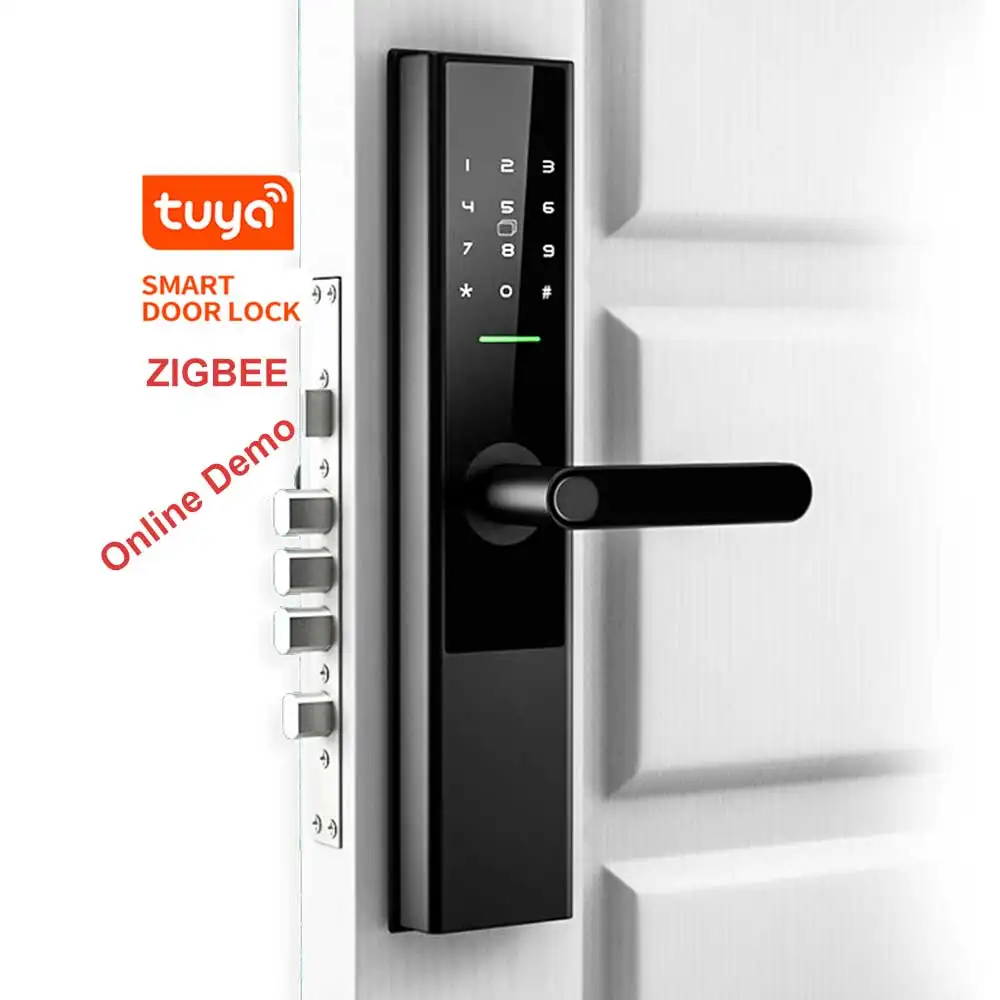 Zigbee hotel/home/appartment gateway ttlock tuya app control electronic smart fingerprint door lock digital zigbee door lock wit