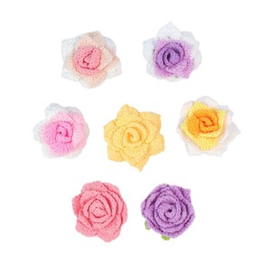 Pétales de rose, bouquet de roses artificielles tricotées à la main, vente en gros transfrontalière, fleur en fil tricoté DIY, produit fini au crochet - Product Image 5