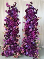 Arche de mariage incurvée ML, motif floral ombré violet foncé, pour toile de fond