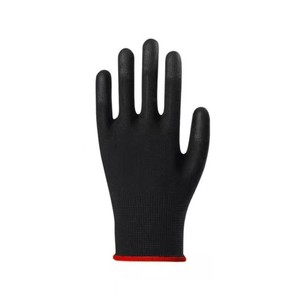Gants de travail de sécurité en polyester noir 15G avec pointes des doigts enduites de PU, gants de haute qualité avec revêtement supérieur en PU noir - Product Image 4
