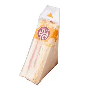 Custom Logo Gedrukt Wegwerp Doorzichtig Transparant Bopp Driehoek Food Sandwich Plastic Opbergzak Zakken Voor Sandwich