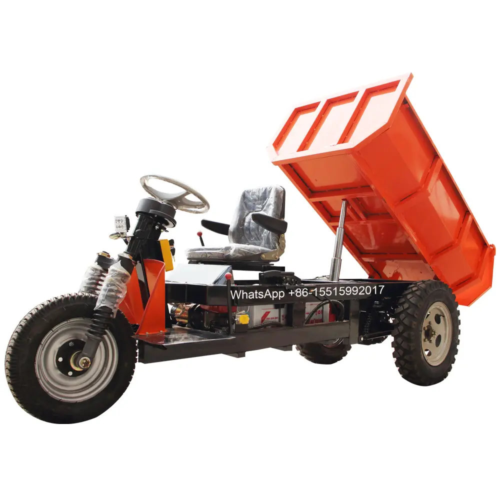 LK200 2 ton Mini Dumper Triciclo, Carregamento pesado aberto dumper elétrico, Caminhão basculante de mineração