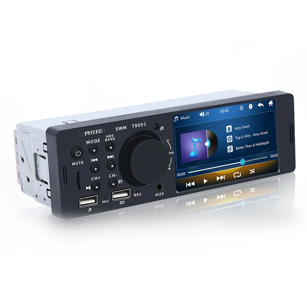 1 Din Car MP5 Player 4.1 Inch Touch Screen Multimedia BT FM Stereo Audio Radio Video TF/AUX/USB 12V In-dash 7805C