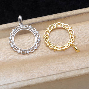 WENCHI S925 Argent, composants de bijoux, anneau de pendentif vide pour perle marbrée 16.3-16.5mm, accessoires DIY, Modèle 6105 40035 - Product Image 2