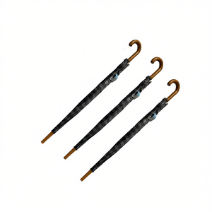 Ombrello a quadretti con manico in legno e punta a gancio, confezione da 12 pezzi - Product Image 2