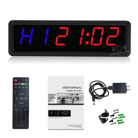 Reloj de pared Digital grande de 15 "para gimnasio, temporizador de entrenamiento de intervalo con barra de progreso de tiempo, cuenta regresiva/cronómetro ascendente