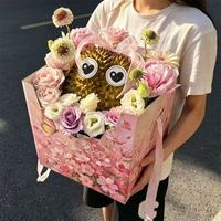 Decoratieve creatieve milieuvriendelijke biologisch afbreekbare laminaat cadeaudoos met handvat van gerecycleerde materialen, 2 mm dik, voor bloemen, fruit en durian.