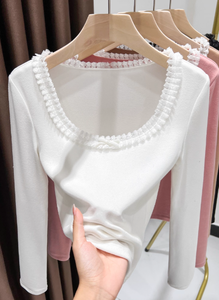 <span class=keywords><strong>Pull</strong></span> en <span class=keywords><strong>dentelle</strong></span> à col rond pour femmes pour l'automne et l'hiver un haut à manches longues chaud et confortable à porter <span class=keywords><strong>sous</strong></span> les vêtements - Product Image 6