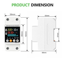 Protecteur intelligent WiFi multifonction 2P 63A 80A réglable avec protection contre les surtensions, les sous-tensions, les surintensités et les fuites, et compteur kWh