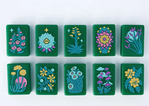 Juego de Fichas de Mahjong Americanas de Acrílico con Patrón de Flores del Desierto en Verde Esmeralda, Plegables y Talladas a Medida, ENVÍO PRÓXIMO - Product Image 2