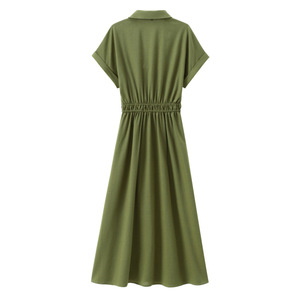 Robes décontractées en lin mélangé à manches courtes, taille haute, style <span class=keywords><strong>jupon</strong></span> psychédélique, personnalisées en gros - Product Image 3