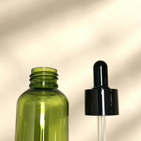 Flacon compte-gouttes PET 100 ml vert, très demandé, pour sérum cosmétique avec pipette, pour emballage d'huiles essentielles et de soins de la peau, personnalisable OEM