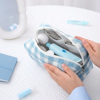 Trousse de Maquillage de Voyage en Gros avec Logo Personnalisé, Fermeture Éclair en Polyester et Poignée Souple pour Rangement de Maquillage