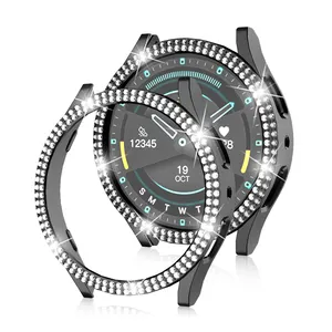Capa de diamante único com vidro para relógio Samsung Galaxy de luxo 5 40mm, caixa traseira de plástico ROHS WEIDU TIMES SWC22C26