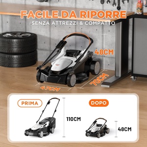 Cortacésped Industrial Litheli de 43 cm, 2 Baterías de 20 V y 4.0 Ah, Motor sin Escobillas de 1600 W, Altura Ajustable de 25-75 mm, Bolsa de 40 L, ODM-982, DIY - Product Image 6