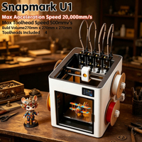 Snapmaker U1 Printer 3D Kecepatan Tinggi 500mm/s 270x270x270mm Internasional Tanpa Kunci WiFi Kontrol Aplikasi Ponsel Komputer Langsung dari Pabrik