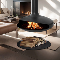 Cheminée suspendue sphérique à bois, cheminée de plafond rotative ronde UFO à flamme réelle, taille personnalisée OEM
