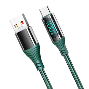 Konfulon innovative products 2024 type c LCD 100W cable fast charging digital display pd usb c data cable 1m for android