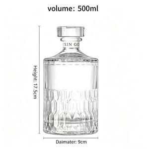 Botellas de Vidrio para Licores de 500 ml con Grabado de Diamantes, Botellas de Cristal para Whisky, Vodka y Brandy - Product Image 5