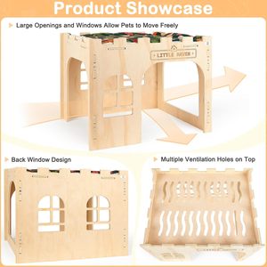 Casa de Madera para Conejos, <span class=keywords><strong>Castillo</strong></span> Escondite Grande para Interiores, Caseta para Conejillos de Indias, Jaula para Conejos, Accesorios para Hámster y <span class=keywords><strong>Chinchilla</strong></span> - Product Image 6