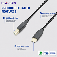Câble de données USB Type B mâle vers USB C personnalisé, haute vitesse, pour imprimante, scanner, MacBook Pro, iPad Pro
