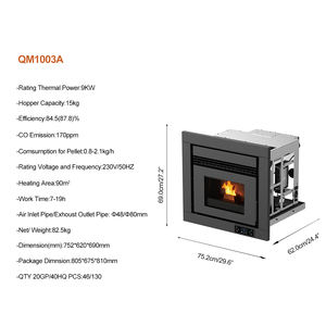 QM1003A Estufa de Pellets de Madera Integrada de 9KW, Moderna, Ecológica, para Interiores, <span class=keywords><strong>Chimenea</strong></span> de Pellets Integrada - Product Image 3