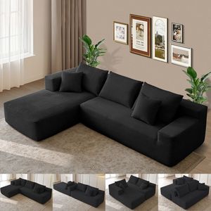 โซฟาผ้าลูกฟูกทรงตัวแอล ไม่ต้องประกอบ โซฟาแบบแยกส่วนไร้โครง เหมาะสำหรับห้องนั่งเล่น - Product Image 2