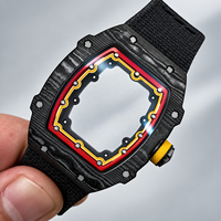Montre mécanique de haute qualité série 6702, ultra-fine, 7,8 mm, boîtier en forme de baril en fibre de carbone, pour homme, tendance mode