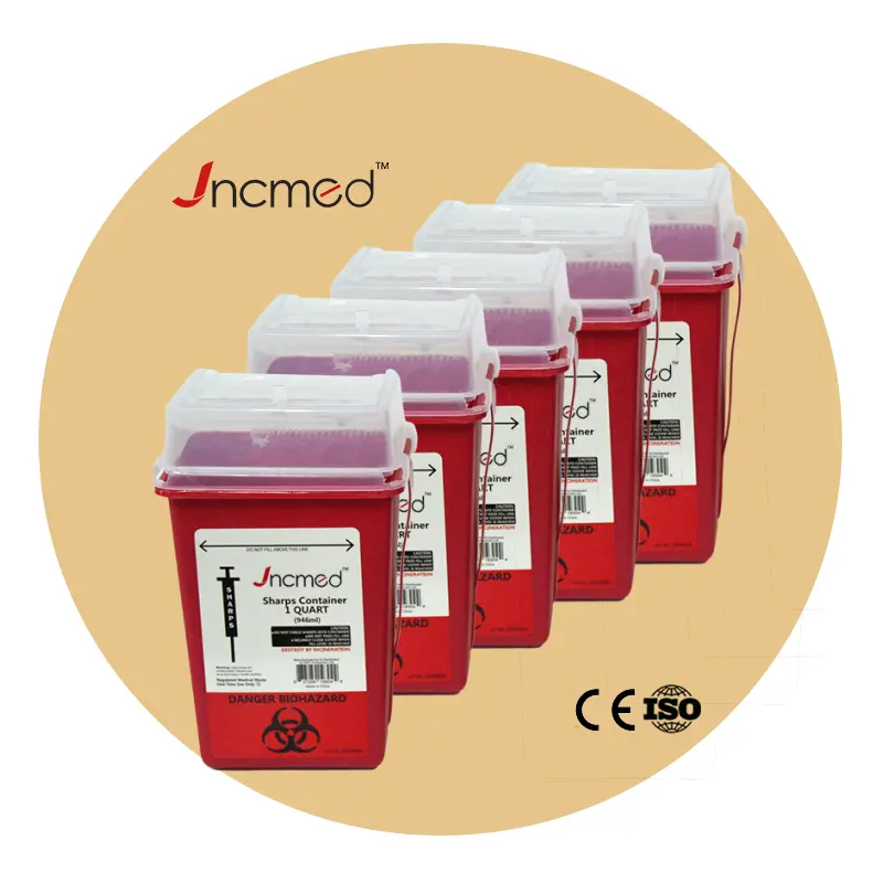 JCMED 1 QT Needle and Syringe Disposal Container Small Portable Sharp Containers for Travel