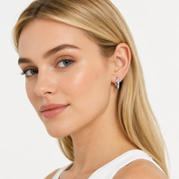 Boucles d'oreilles créoles haut de gamme en argent 925, design géométrique triangulaire incrusté de diamants, élégantes et tendance pour femme