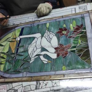 Panneau de vitrail Tiffany en verre massif de 50*80 CM, épaisseur 5mm, motif oie personnalisé, pour salle à manger, à suspendre, pour la lumière du soleil, vente en gros - Product Image 4