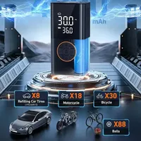 Pompe à air portable 80W avec écran LED numérique, lumière d'urgence extérieure pour pneus de SUV, en ABS