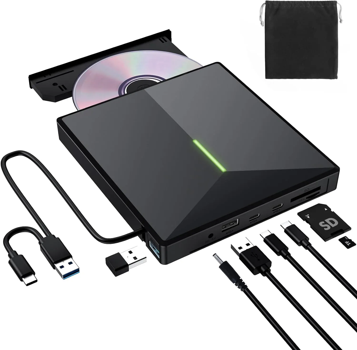 DVD-дисковод Type-C + USB3.0, бесплатный лоток, внешний DVD-RW, CD-RW записывающее устройство для Macbook Wins, ноутбука, компьютера EDD27, оптический