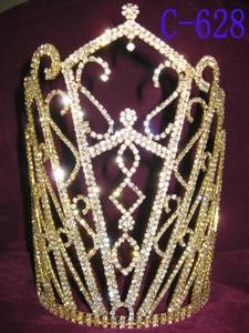 Libero su misura in argento 8 pollici a buon mercato alto pageant diademi corone d'oro della regina per la vendita - Product Image 3