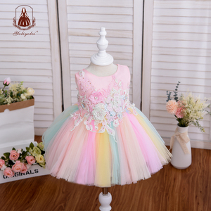 2020 Summer Baby Embroidered Clothes <strong>Rainbow</strong> Sleeveless Party Wear Applique Kid Children Birthday <strong>Girl</strong> <strong>Dress</strong> - Product Image 4