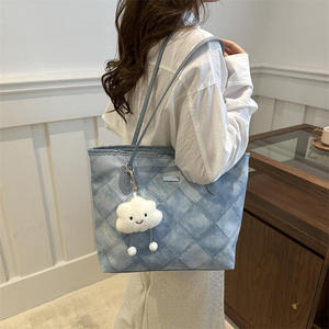 Bolsos de Mano de Lona con Diseño de Diamantes, Bolsos Grandes para Mujer, Bolsos de Tela para Dama - Product Image 2