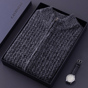 Tốt Nhất Bán Chất Lượng Cao Cashmere Áo Len Người Đàn Ông Mùa Đông Dày Ấm Thanh Lịch Dây Kéo Đan Cardigan Len Áo Len - Product Image 4