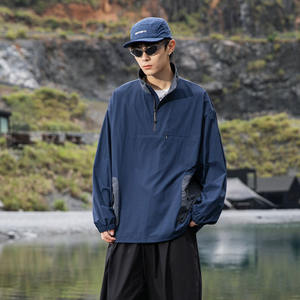 Automne nouveau Style demi-fermeture éclair <span class=keywords><strong>Anorak</strong></span> vestes hommes femmes décontracté Sports de plein air vestes Nylon extensible hommes coupe-vent vestes - Product Image 3