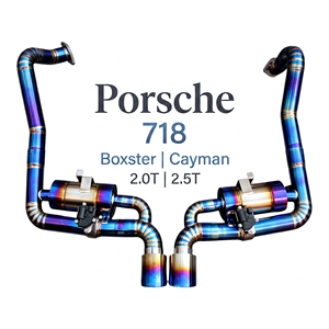 Vortex Blue Burnt Titanium Valved Catback Exhaust System for Porsche 718 Boxster Cayman 2.0T 2.5T Direct Tuning <b>Kits</b> - Product Image 1