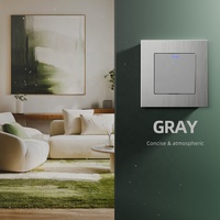 Interrupteur mural de luxe de conception allemande, interrupteur à bascule à un seul bouton, en aluminium brossé de haute qualité, avec indicateur LED