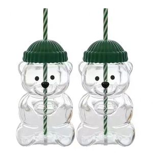 Bestselling <b>Bear</b> Cup Hand Blown High Borosilicate Glass Coffee Juice Water Tea Cute Cartoon Design Limited Edition Straw Cap - Product Image 1