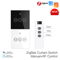 Interrupteur intelligent Zigbee Tuya pour rideaux, commande par application, minuterie, moteur de store enrouleur tactile, interrupteur intelligent en verre trempé pour usage intérieur, programmation horaire